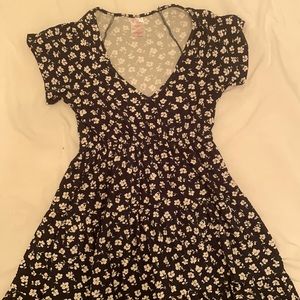 Forest green floral baby doll dress